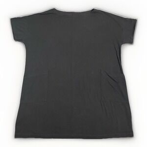 Eileen Fisher Women's Large Boxy Tunic Tee Shirt Black W/ Pockets Short Sleeve